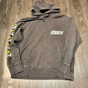 American Eagle Outfitters Black Hoodie with Yellow Sleeve Accents